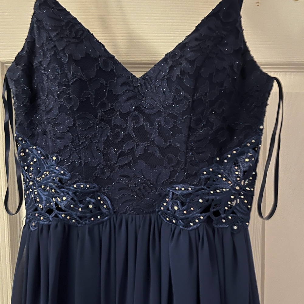 Elegant Navy Blue Lace Dress